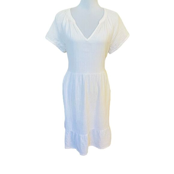 Pact Organic Cotton Coastal Double Gauze Breezy Dress Off White Size Large Pact Organic Cotton Coastal Double Gauze Breezy Dress Off White Size Large